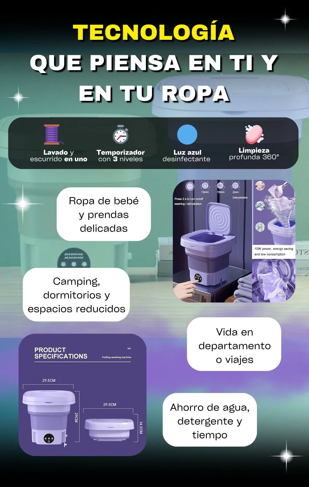 LAVADORA Y ESCURRIDORA DE DOBLE DESAGÜE