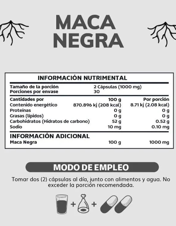 Maca Negra - 100% Orgánica: Energía, Concentración
